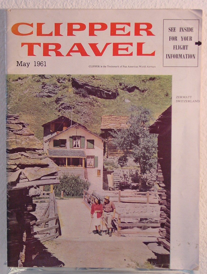 1961 May , Clipper Travel in-flight magazine with a cover story on Switzerland.
